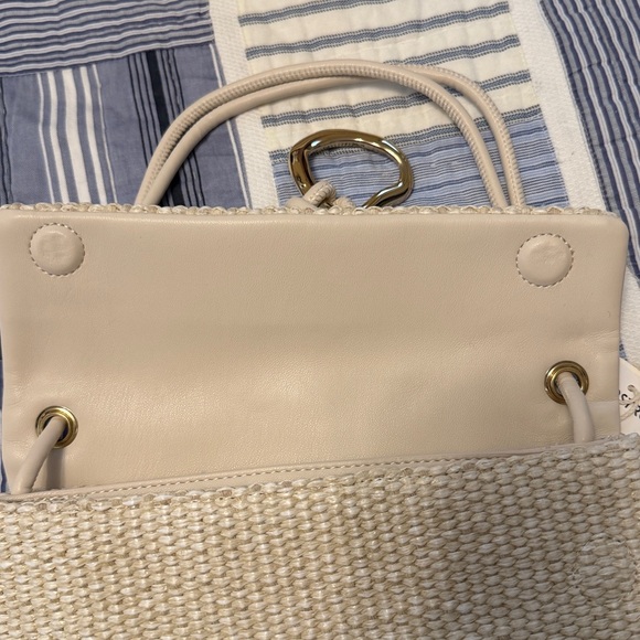 NWT Dolce Vita Beige Woven Clutch with Gold Accent